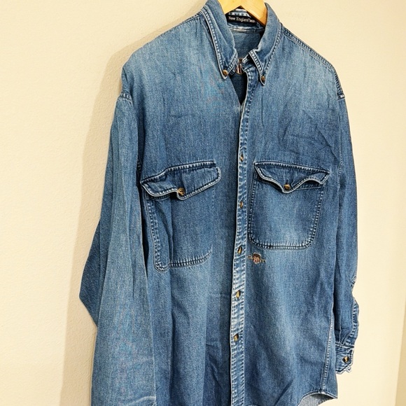 NEW ENGLAND DENIM USA Gant Shirt Button Down With Front Pockets Size Medium - Picture 2 of 8